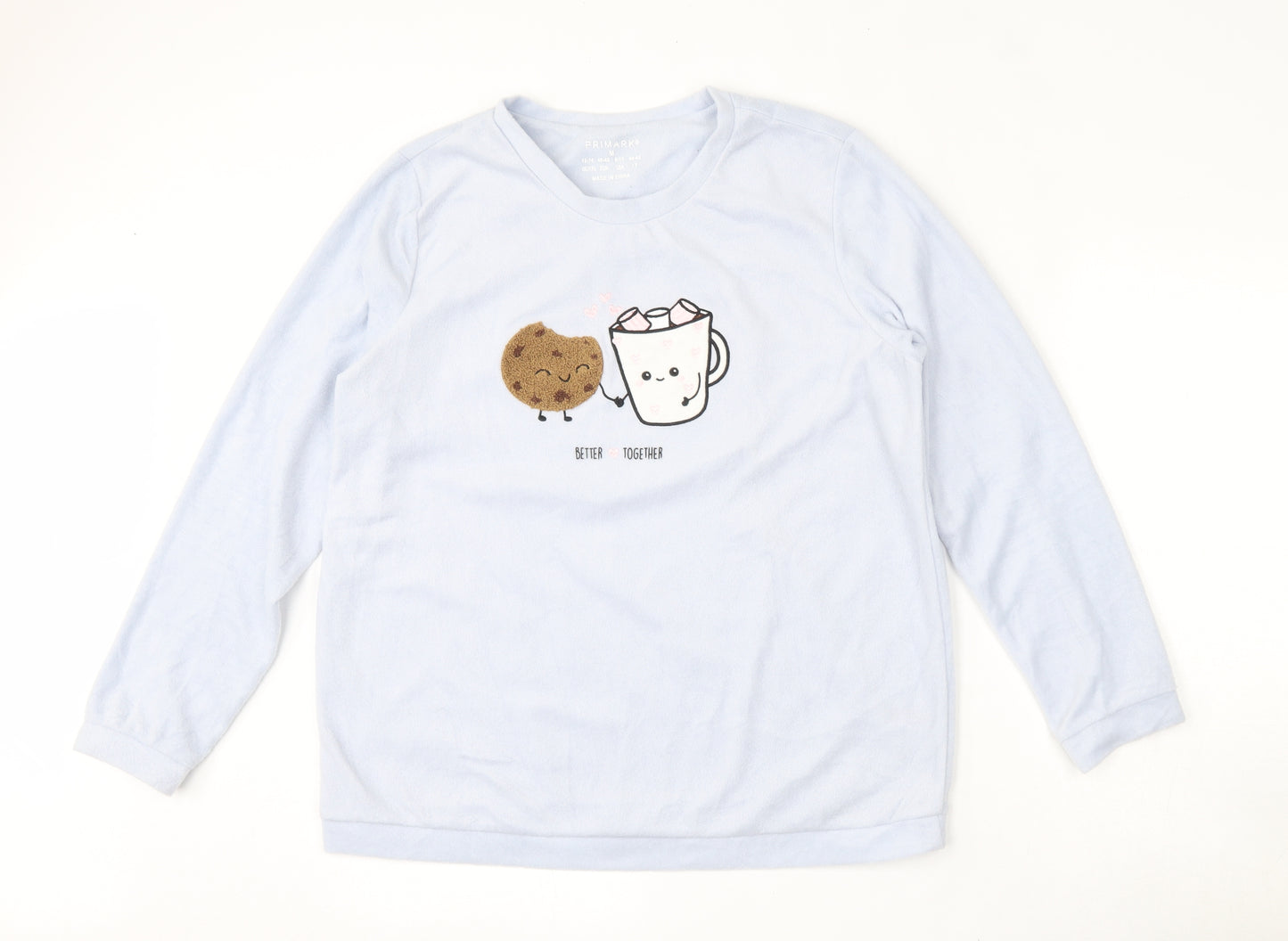 Primark Womens Blue  Polyester Top Pyjama Set Size M