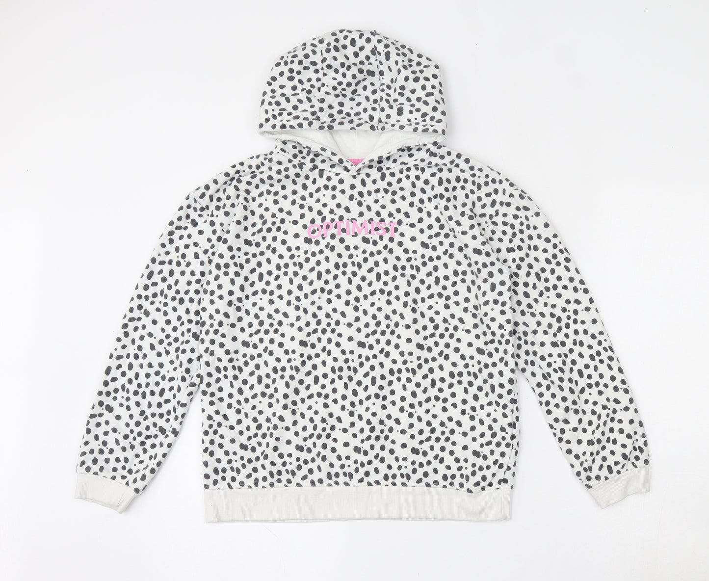 Primark Girls White Animal Print Cotton Pullover Hoodie Size 11-12 Years