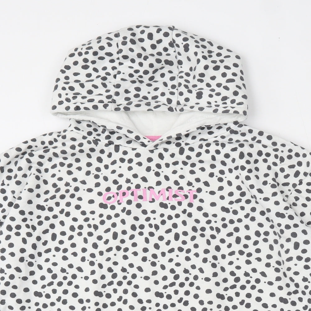 Primark Girls White Animal Print Cotton Pullover Hoodie Size 11-12 Years