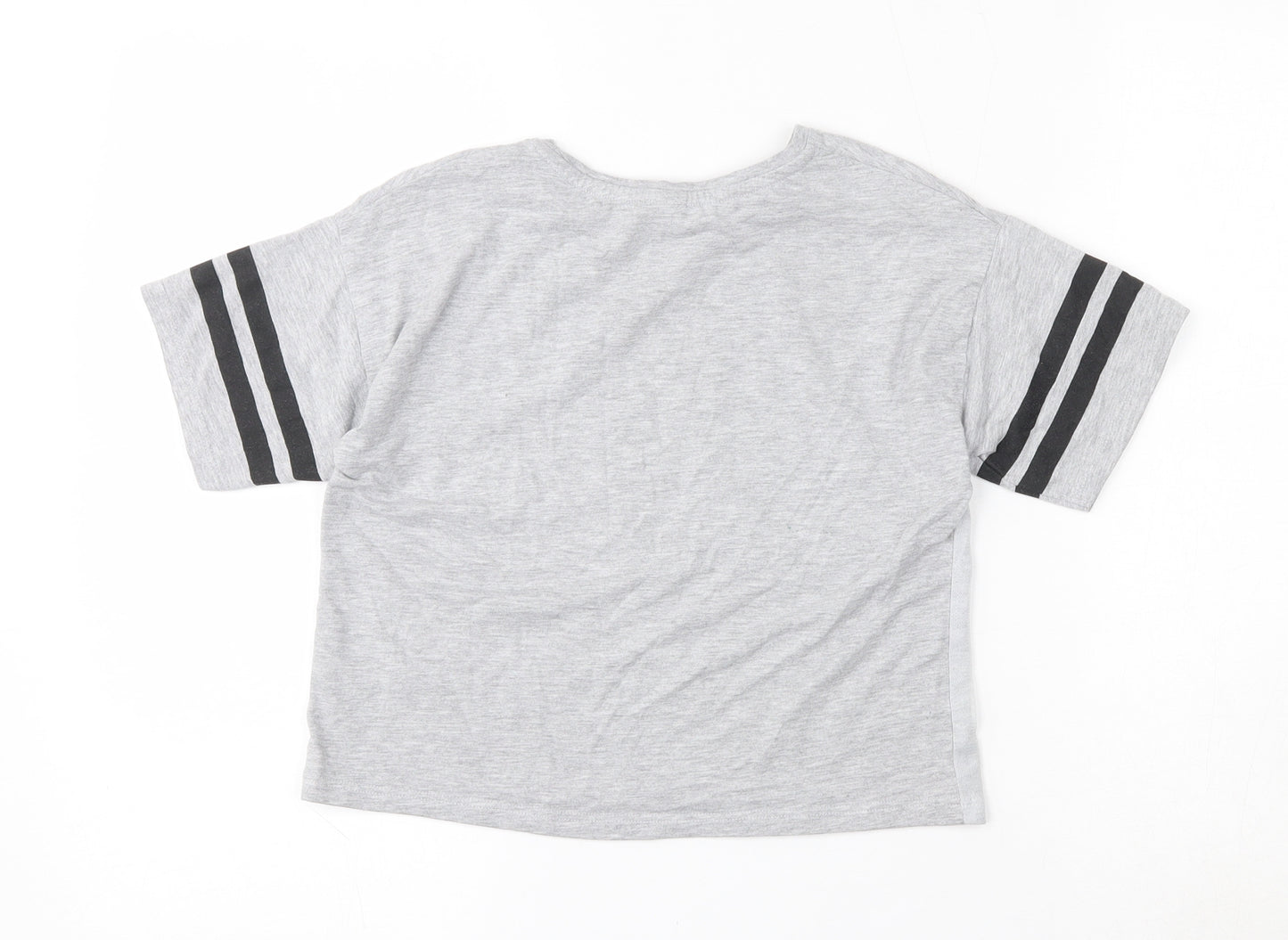Mojang Girls Grey  Cotton Cropped T-Shirt Size 10-11 Years Round Neck  - Minecraft