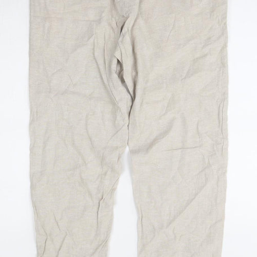 Livergy Mens Beige  Linen Trousers  Size 30 L32 in Regular Drawstring