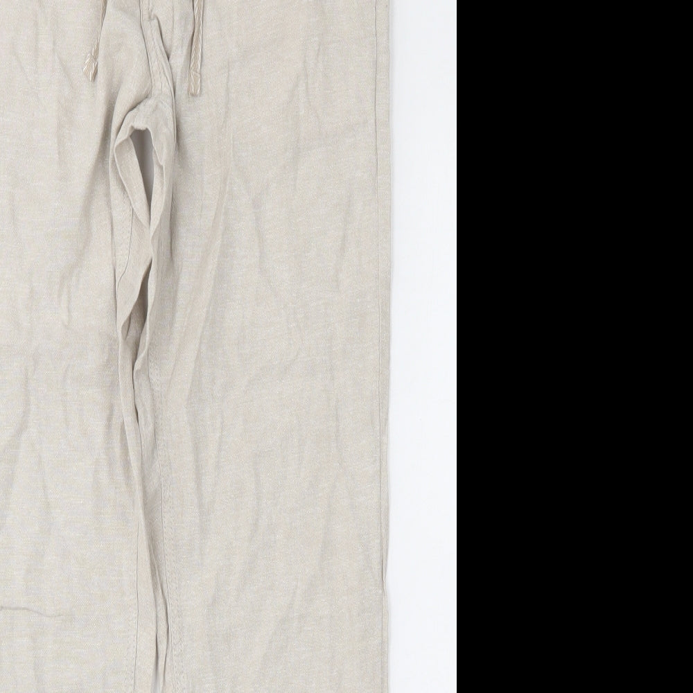 Livergy Mens Beige  Linen Trousers  Size 30 L32 in Regular Drawstring