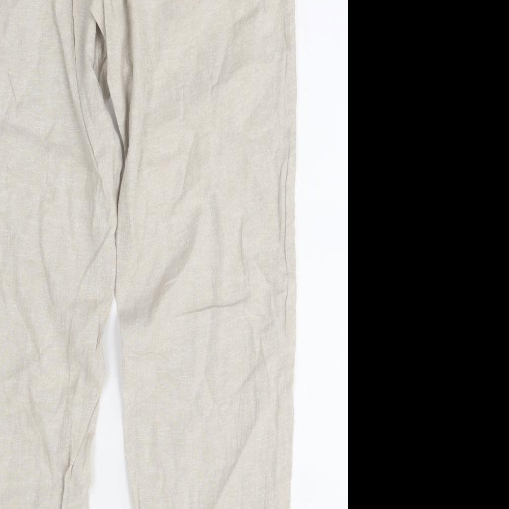 Livergy Mens Beige  Linen Trousers  Size 30 L32 in Regular Drawstring