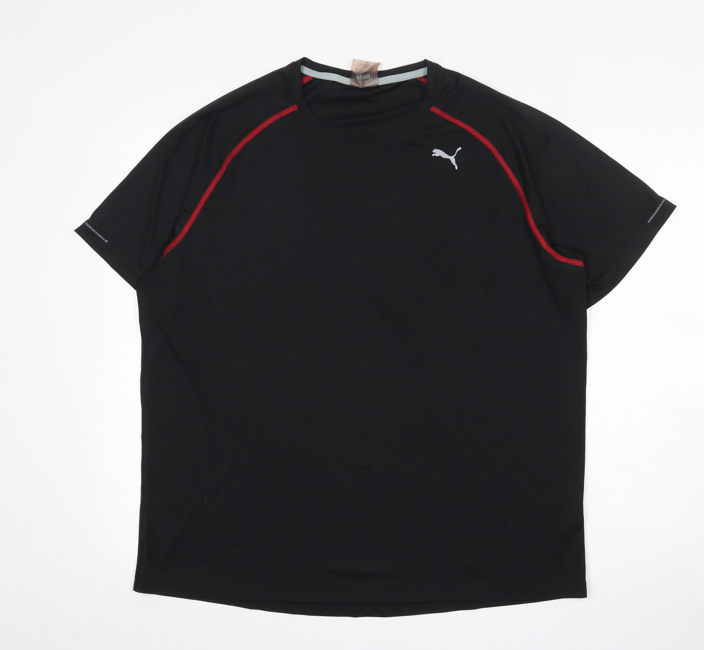 PUMA Mens Black  Polyester  T-Shirt Size XL Round Neck