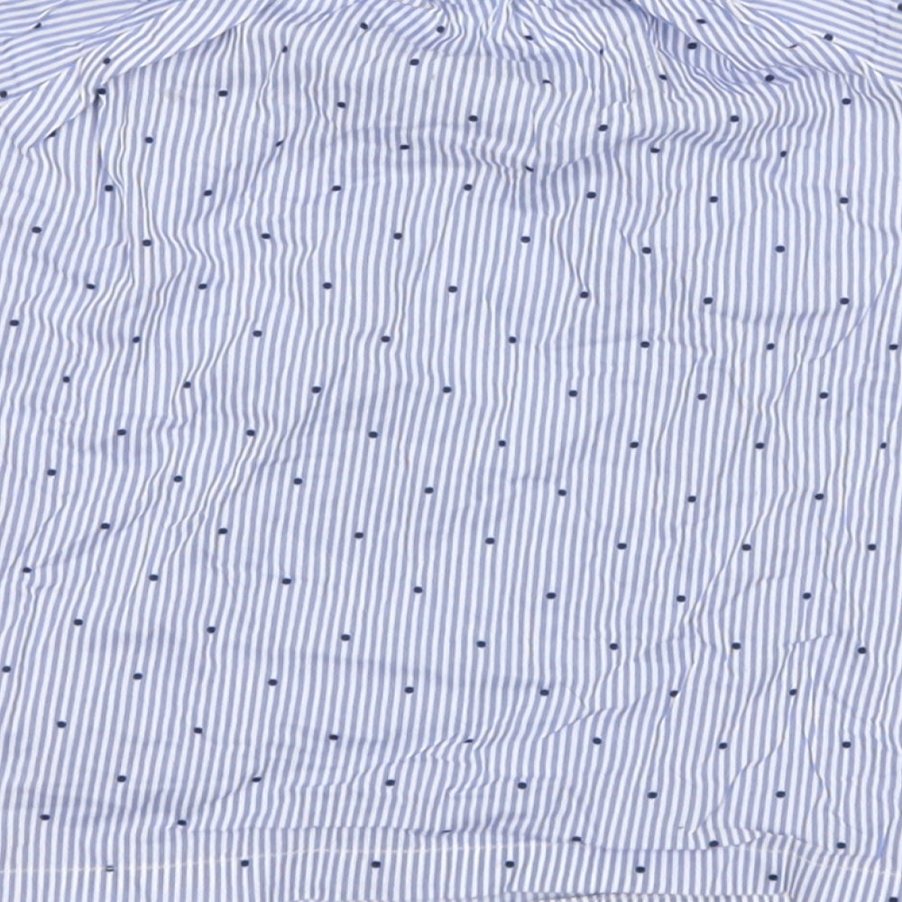 H&M Girls Blue Striped 100% Cotton Basic Blouse Size 9-12 Months Scoop Neck