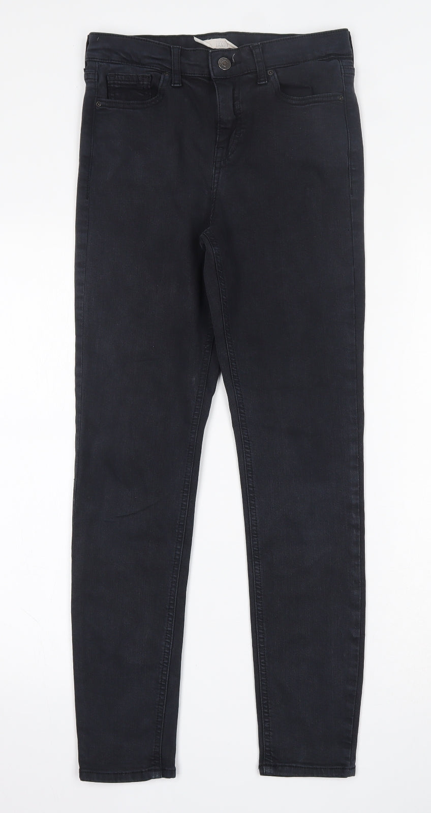 Topshop Womens Black  Cotton Skinny Jeans Size 26 L28 in Regular Button