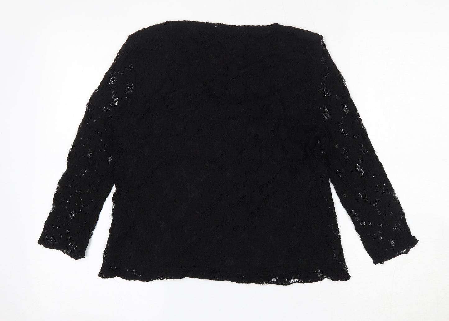 Precis Womens Black  Viscose Basic Blouse Size M Scoop Neck