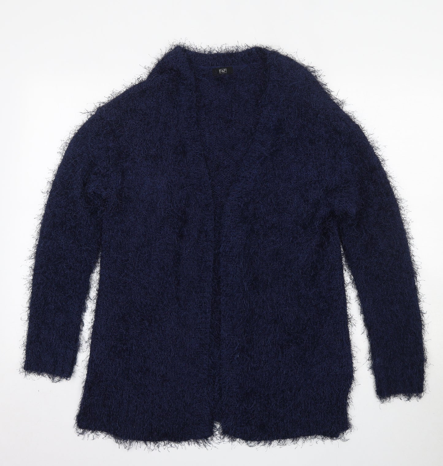 F&F Womens Blue V-Neck  Polyester Cardigan Jumper Size 12