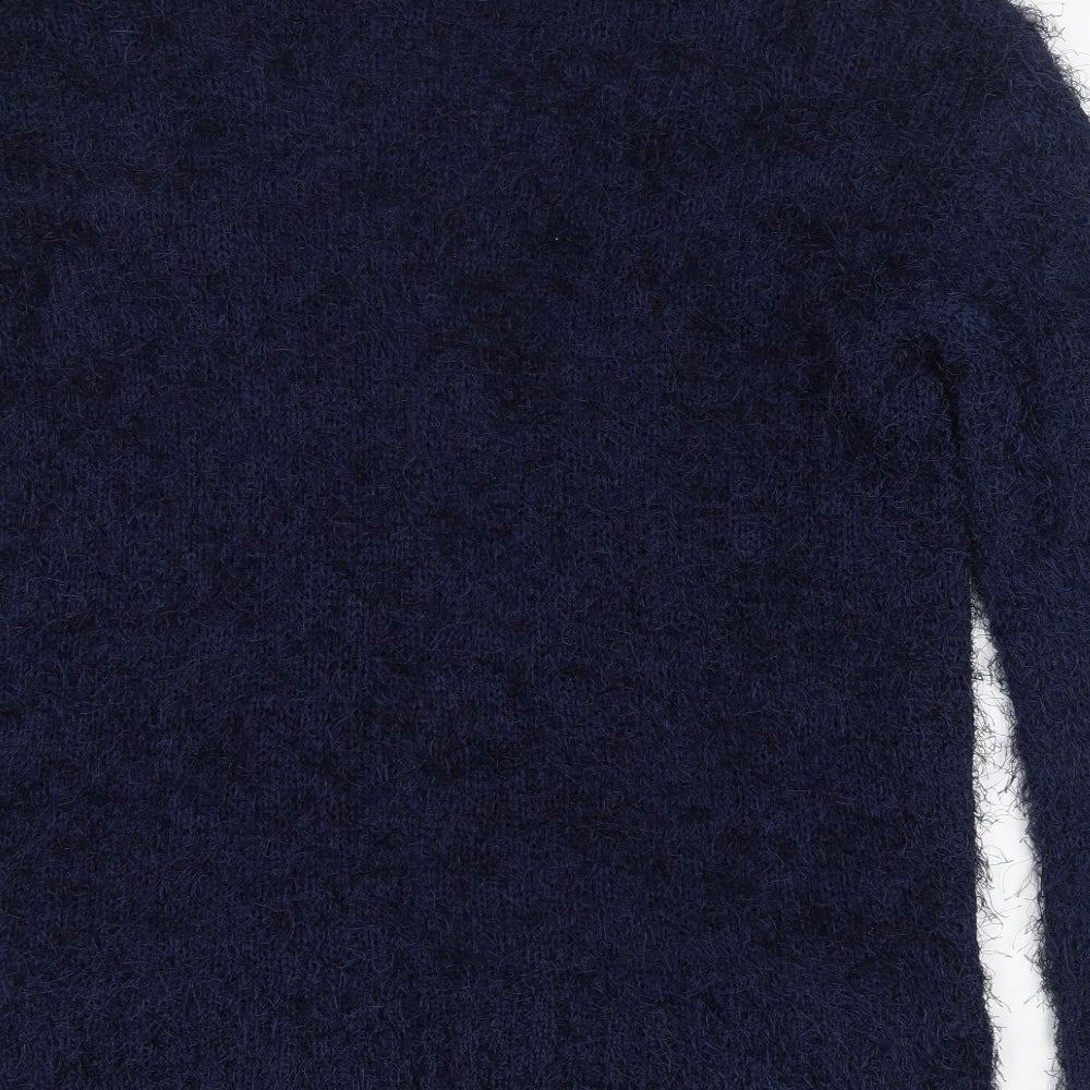 F&F Womens Blue V-Neck  Polyester Cardigan Jumper Size 12