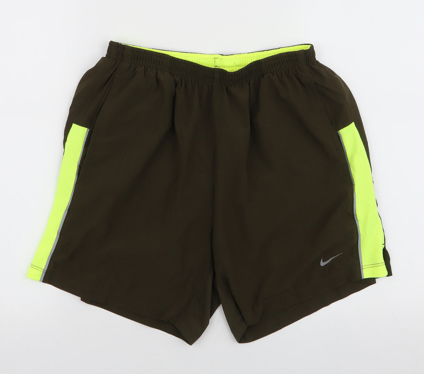 Nike  Mens Green  Polyester Athletic Shorts Size M L6 in Regular Drawstring