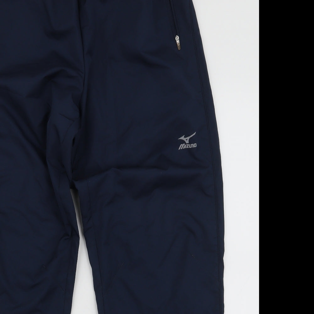 Mizuno Mens Blue  Polyester Jogger Trousers Size M L32 in Regular Drawstring