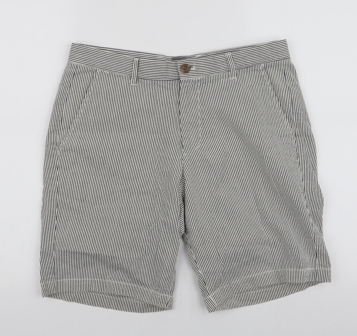 Gap Mens Grey Striped Cotton Chino Shorts Size 32 in L9 in Regular Zip