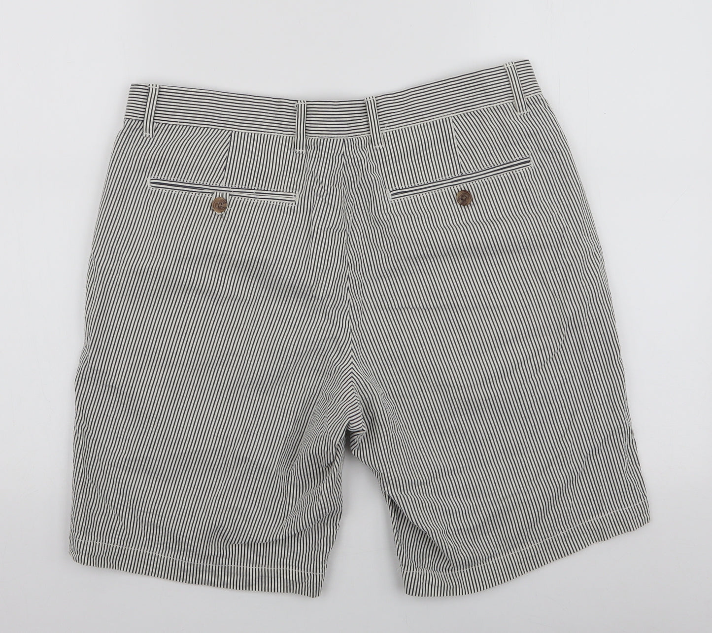 Gap Mens Grey Striped Cotton Chino Shorts Size 32 in L9 in Regular Zip
