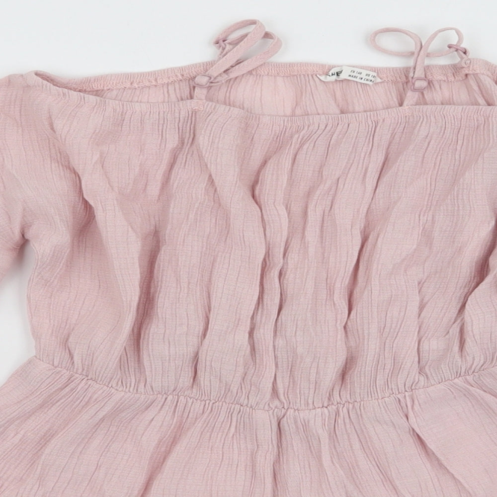 SheIn Girls Pink  Nylon Playsuit One-Piece Size 10 Years  Pullover