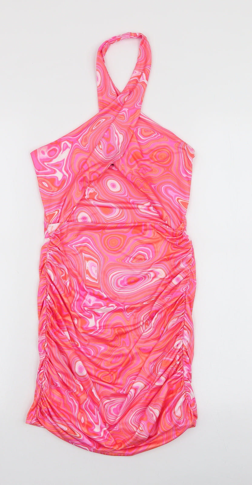 Missy Empire Womens Pink Tie Dye Polyester Bodycon  Size 8  Halter Pullover