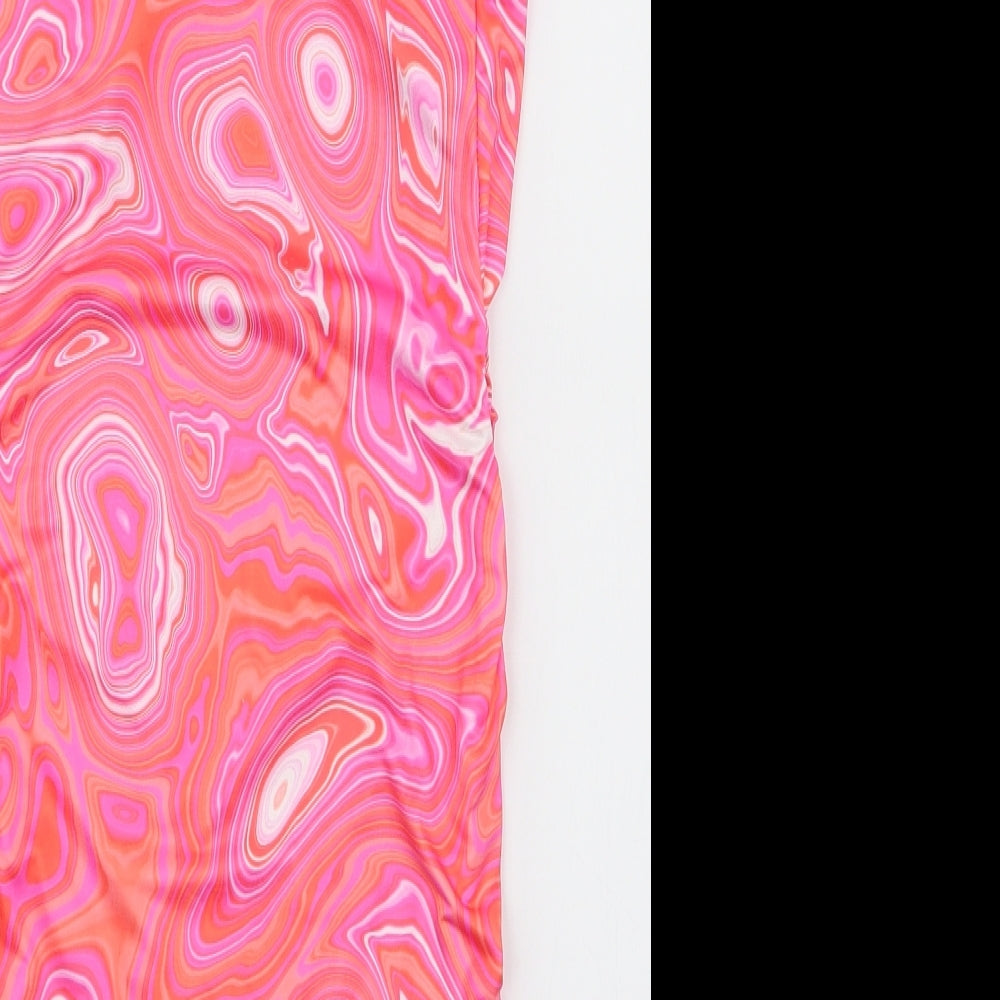 Missy Empire Womens Pink Tie Dye Polyester Bodycon  Size 8  Halter Pullover