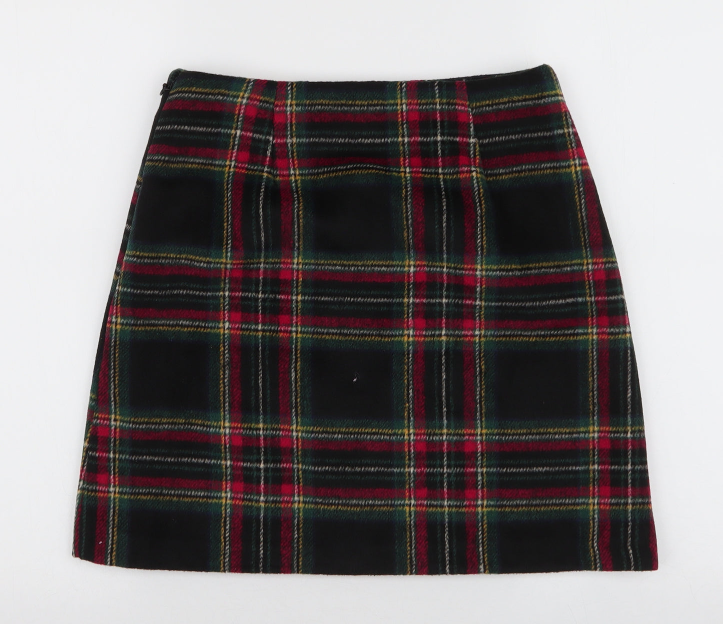 TU Womens Multicoloured Plaid Polyacrylate Fibre A-Line Skirt Size 8   Zip