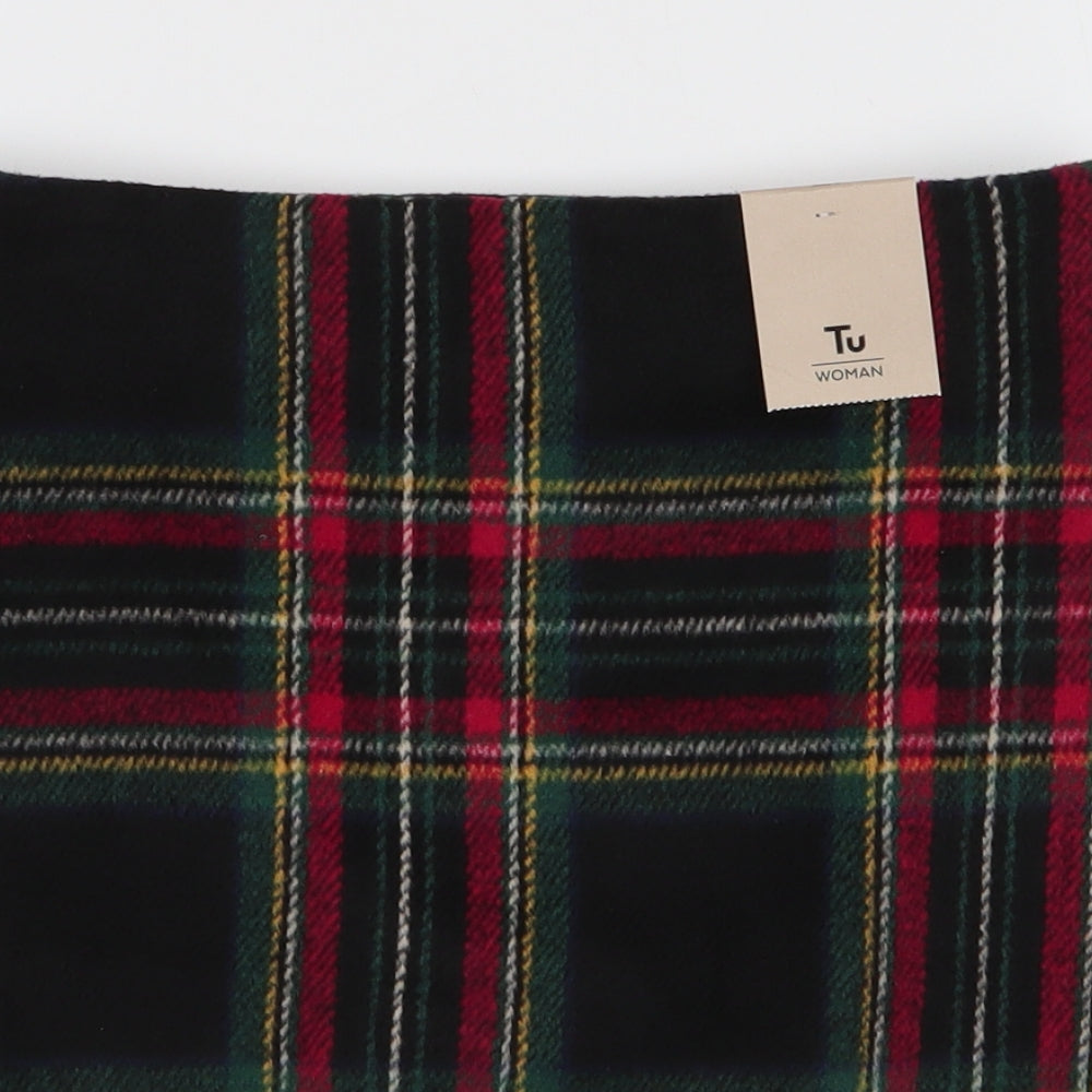 TU Womens Multicoloured Plaid Polyacrylate Fibre A-Line Skirt Size 8   Zip