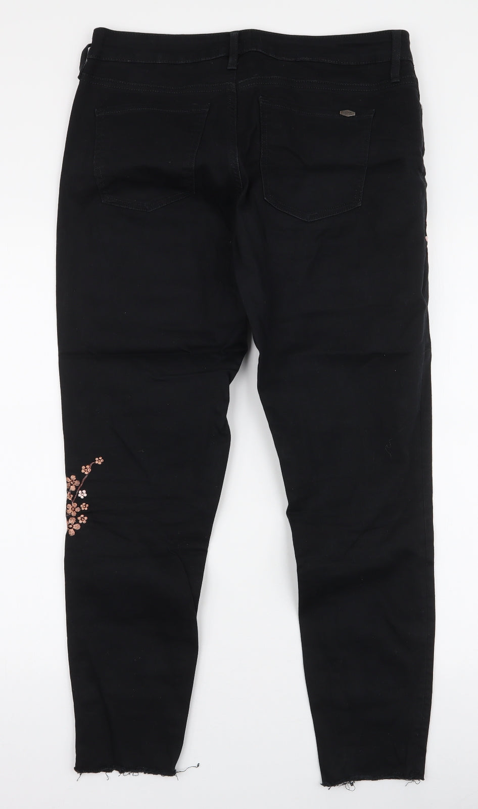 F&F Womens Black  Cotton Skinny Jeans Size 14 L27 in Slim Zip