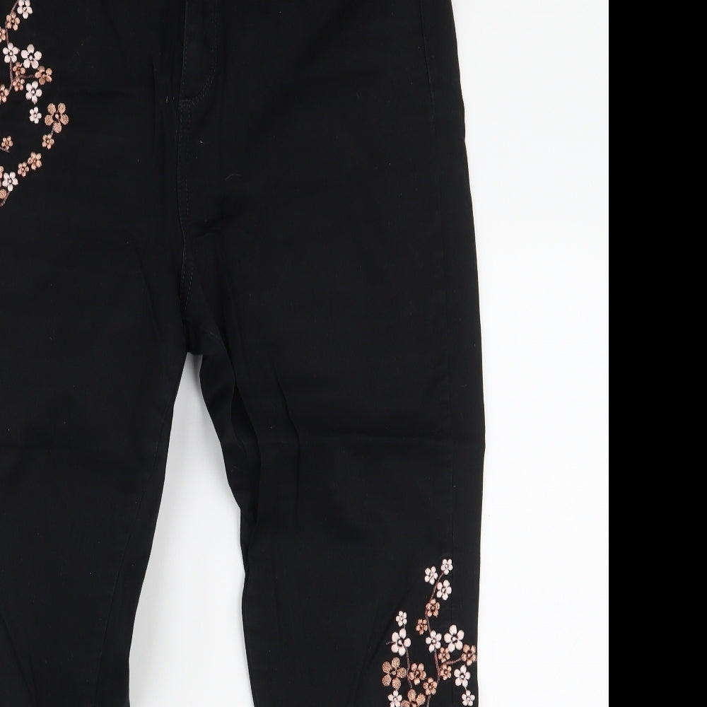 F&F Womens Black  Cotton Skinny Jeans Size 14 L27 in Slim Zip