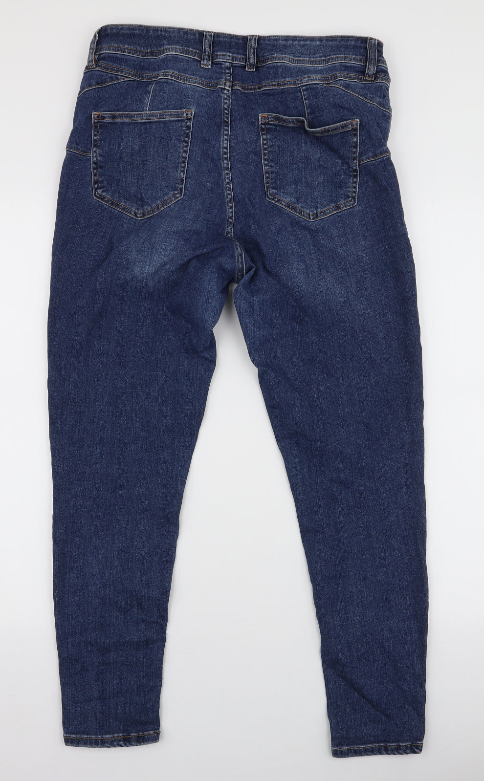 F&F Womens Blue  Cotton Skinny Jeans Size 16 L27 in Slim Zip
