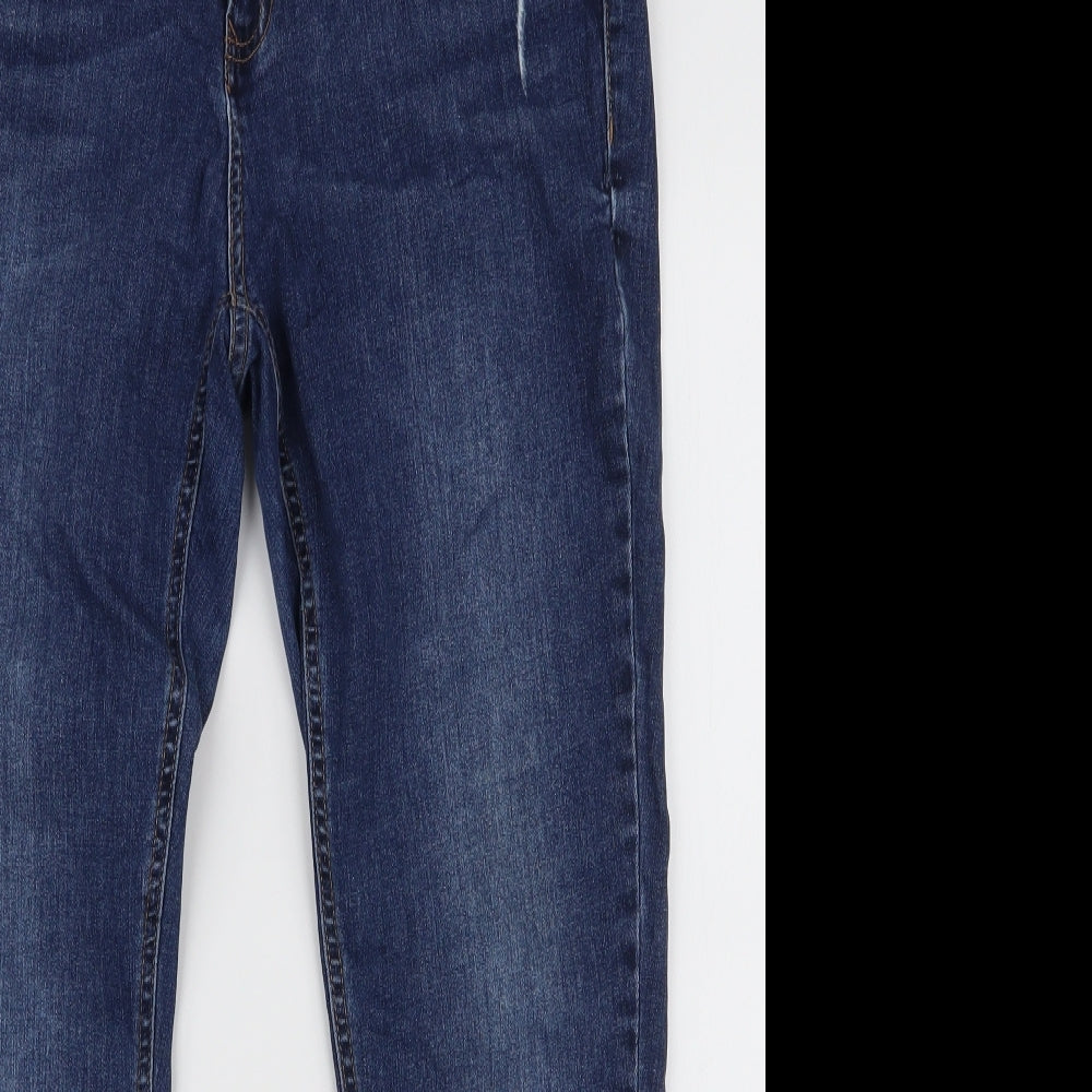 F&F Womens Blue  Cotton Skinny Jeans Size 16 L27 in Slim Zip