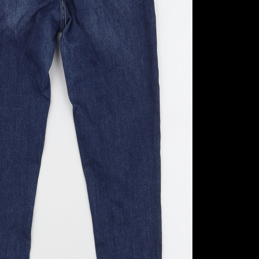 F&F Womens Blue  Cotton Skinny Jeans Size 16 L27 in Slim Zip