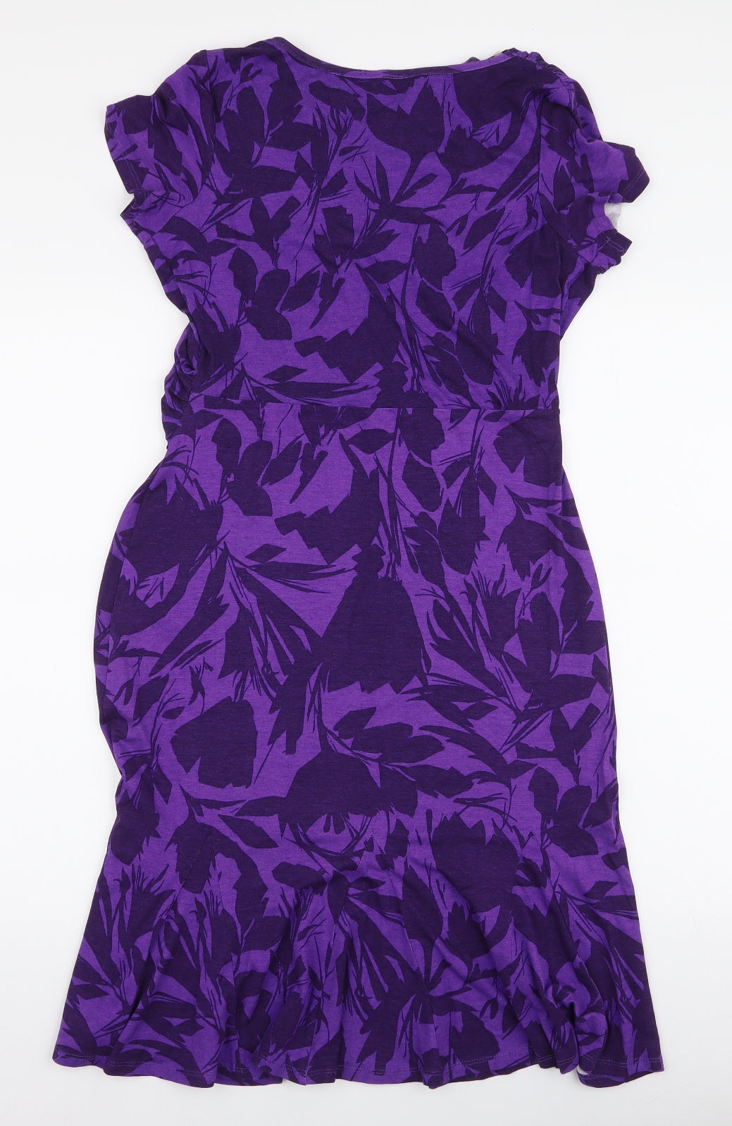 Per Una Womens Purple Floral Viscose A-Line  Size 10  V-Neck Pullover