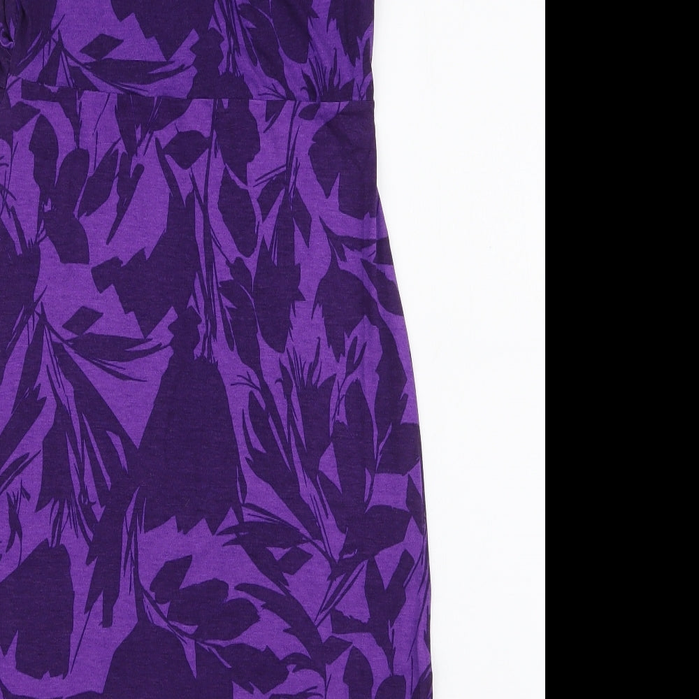 Per Una Womens Purple Floral Viscose A-Line  Size 10  V-Neck Pullover