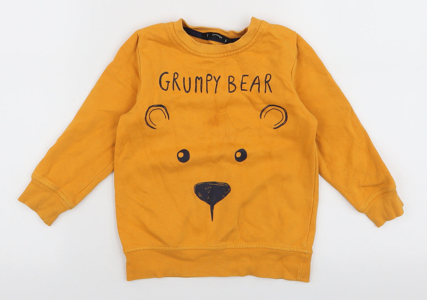 George Boys Yellow  Cotton Pullover Sweatshirt Size 3-4 Years  Pullover - Bear