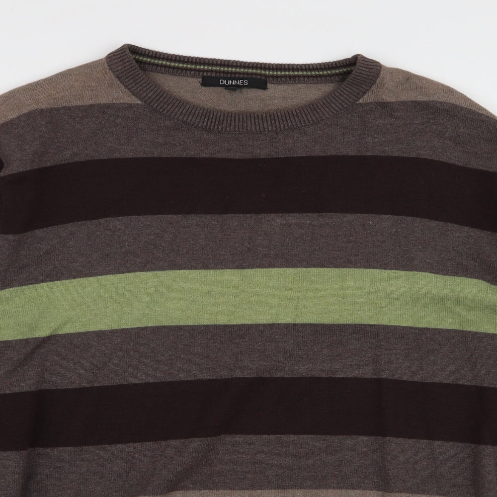 Dunnes Mens Multicoloured Round Neck Striped Cotton Pullover Jumper Size M