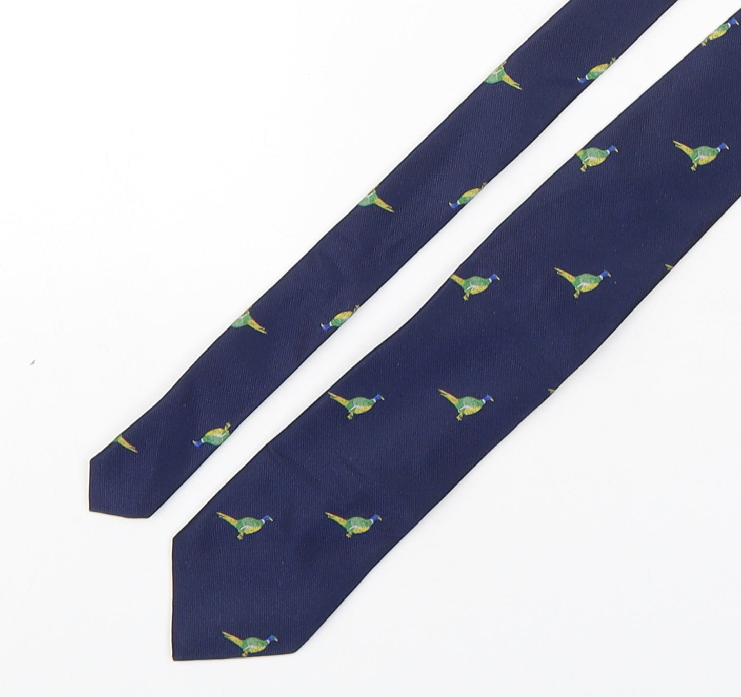 The Savile Row Company Mens Blue Geometric Silk Pointed Tie One Size - Pheasant print
