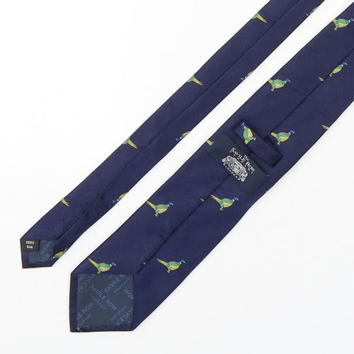 The Savile Row Company Mens Blue Geometric Silk Pointed Tie One Size - Pheasant print