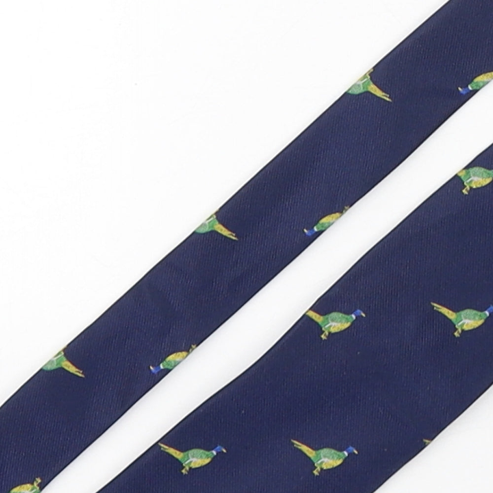 The Savile Row Company Mens Blue Geometric Silk Pointed Tie One Size - Pheasant print
