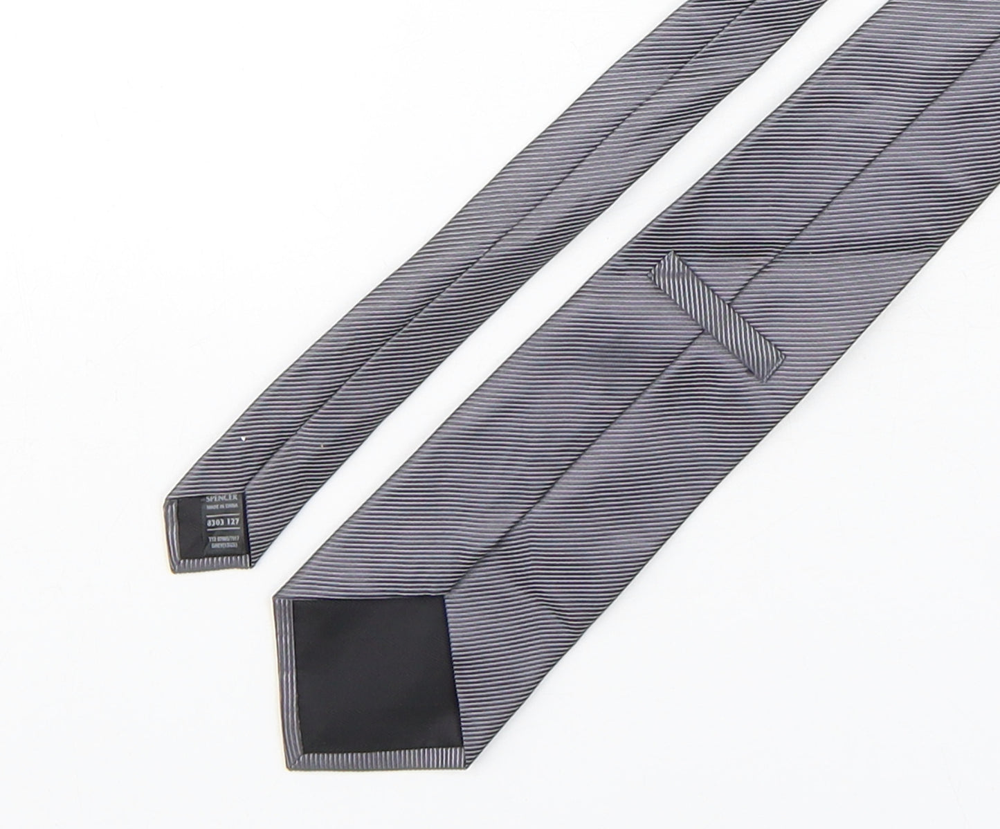 Marks and Spencer Mens Grey Striped Silk Pointed Tie One Size