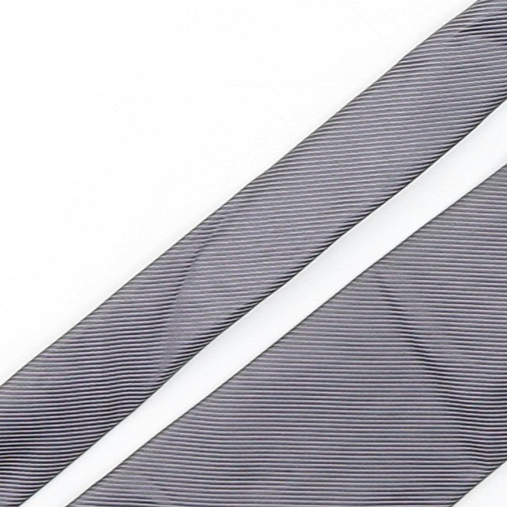 Marks and Spencer Mens Grey Striped Silk Pointed Tie One Size