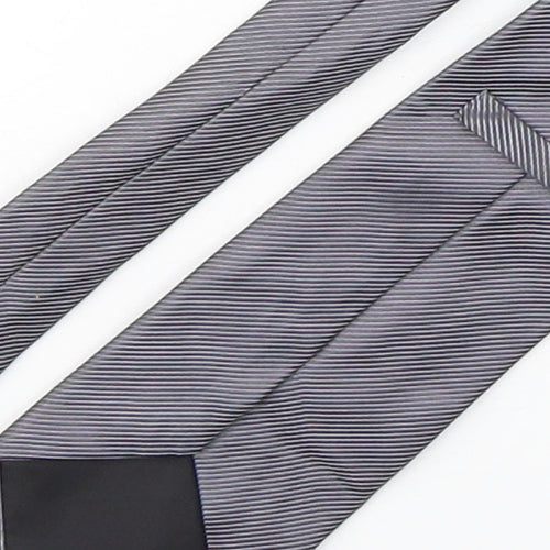 Marks and Spencer Mens Grey Striped Silk Pointed Tie One Size