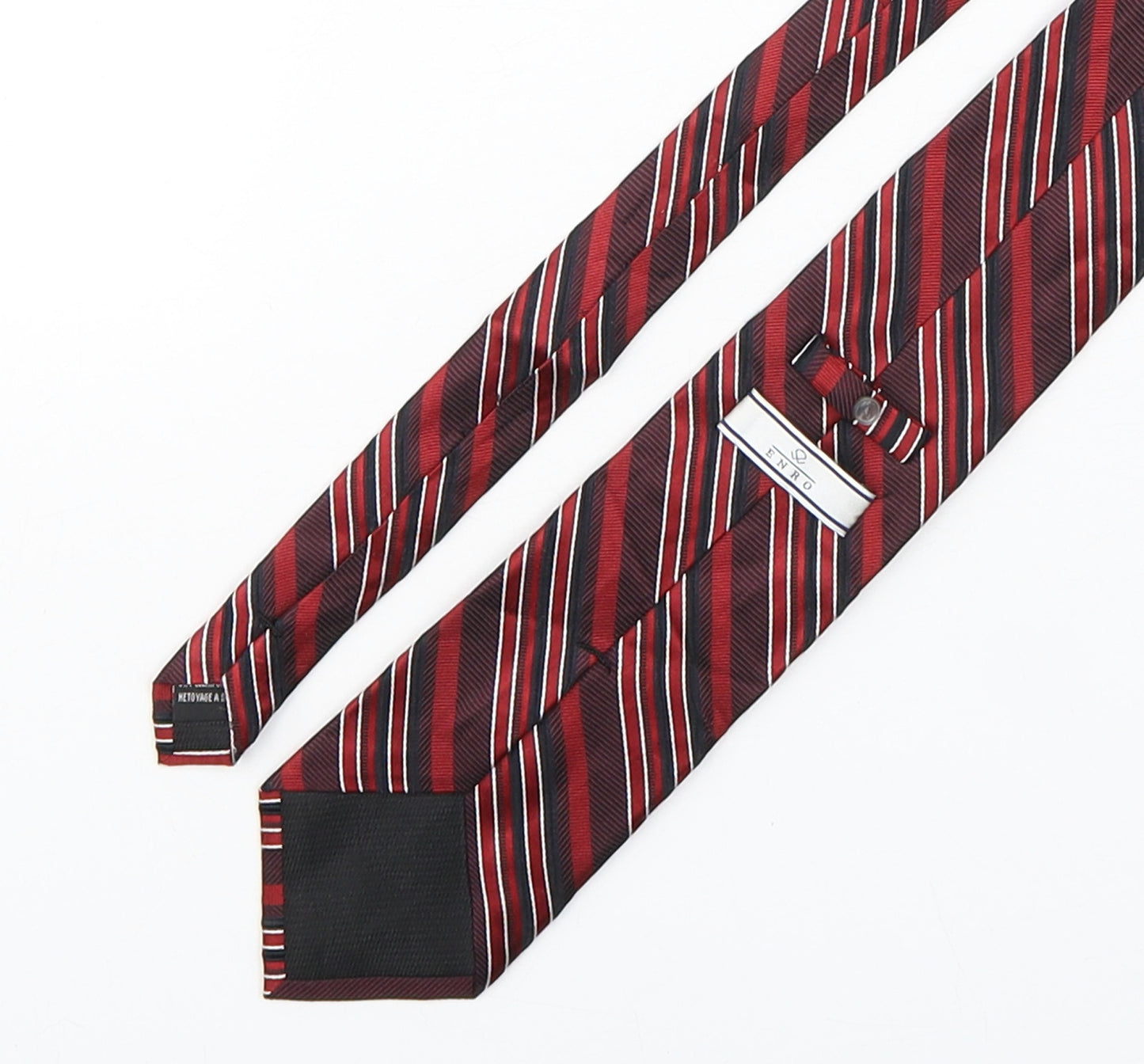 ENRO Mens Red Striped Silk Pointed Tie One Size