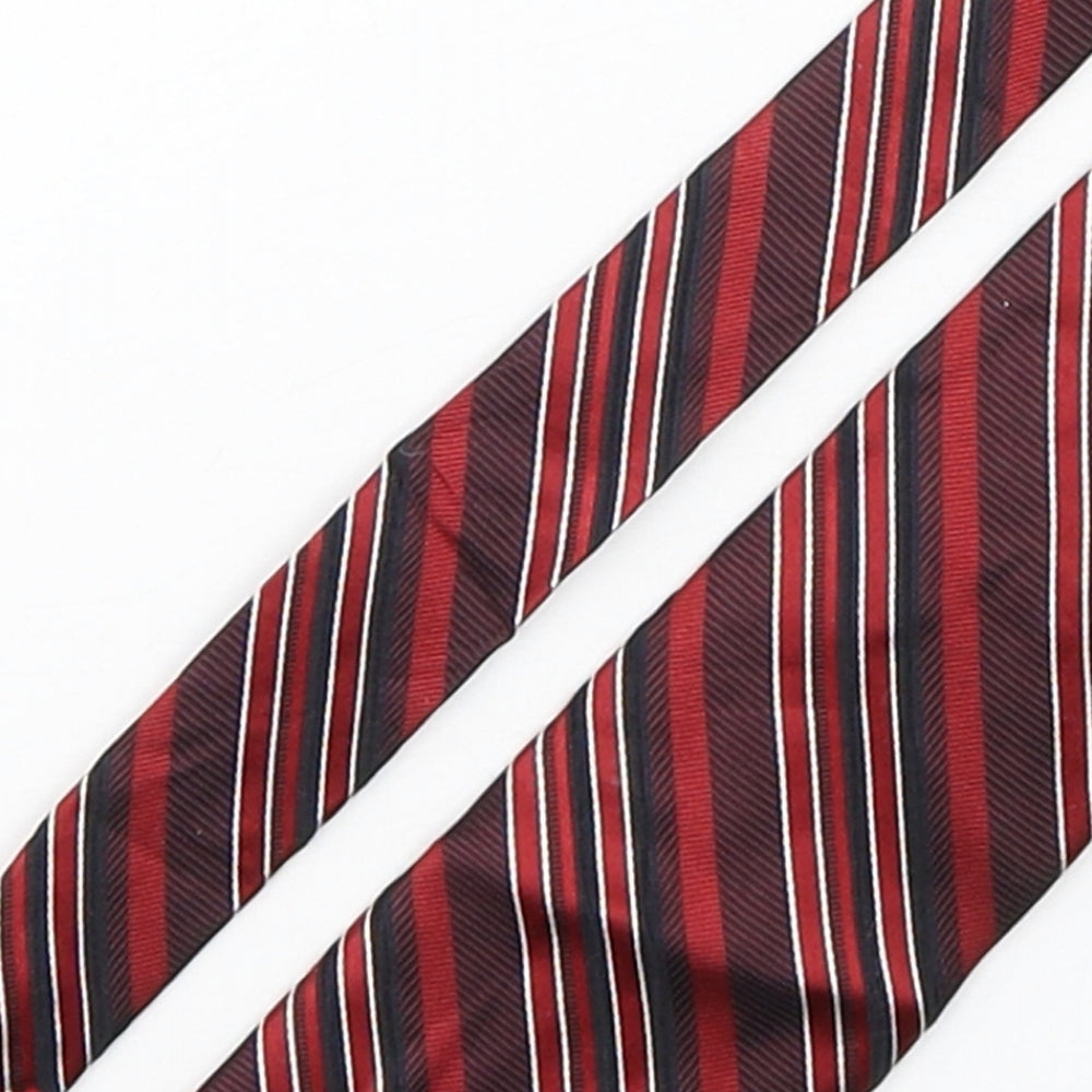 ENRO Mens Red Striped Silk Pointed Tie One Size