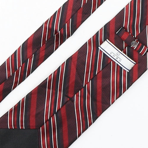 ENRO Mens Red Striped Silk Pointed Tie One Size