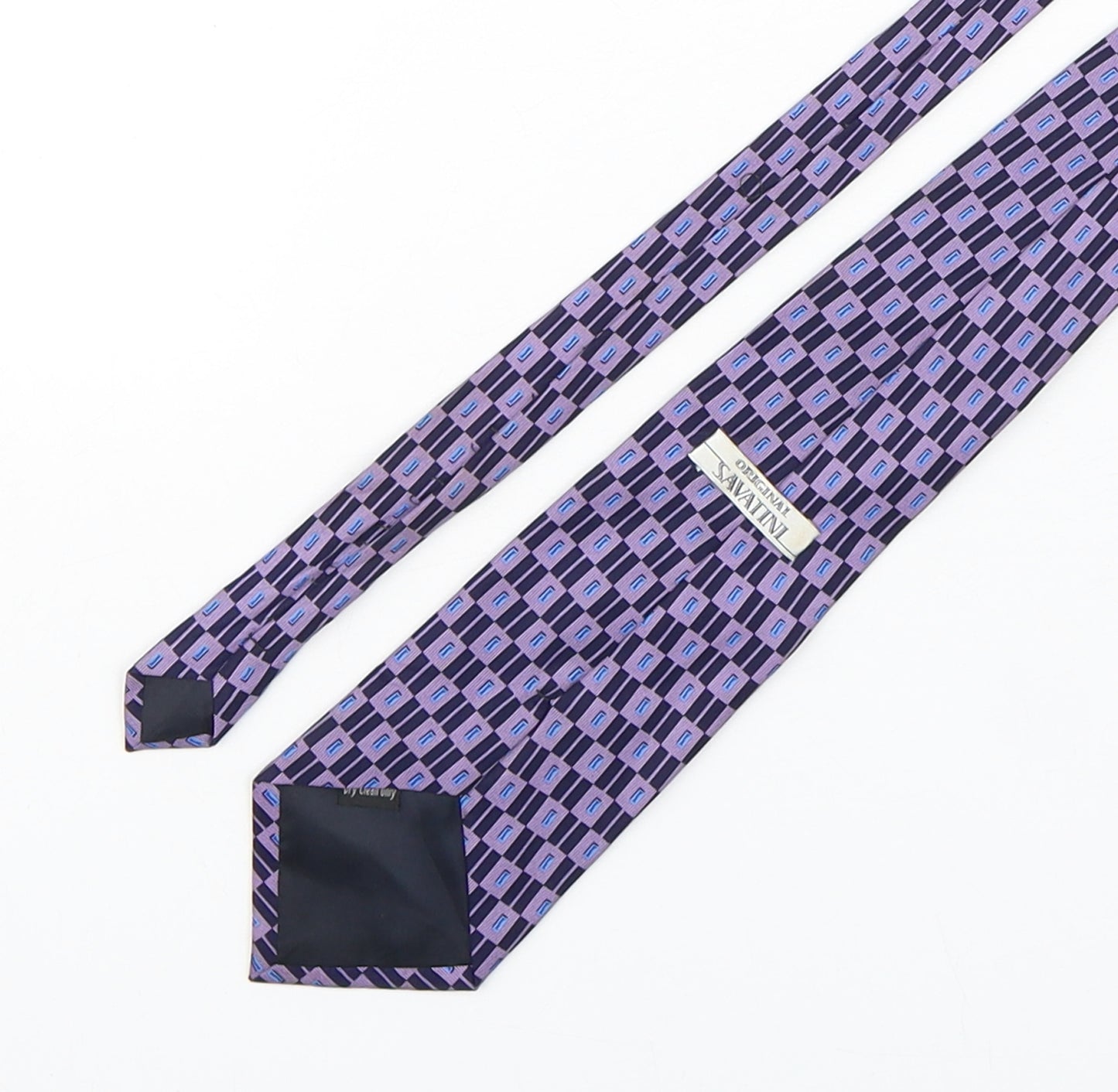Savatini Mens Purple Geometric Polyester Pointed Tie One Size