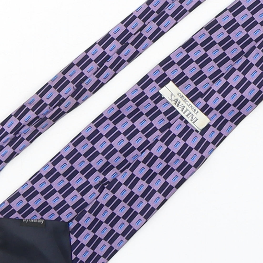 Savatini Mens Purple Geometric Polyester Pointed Tie One Size