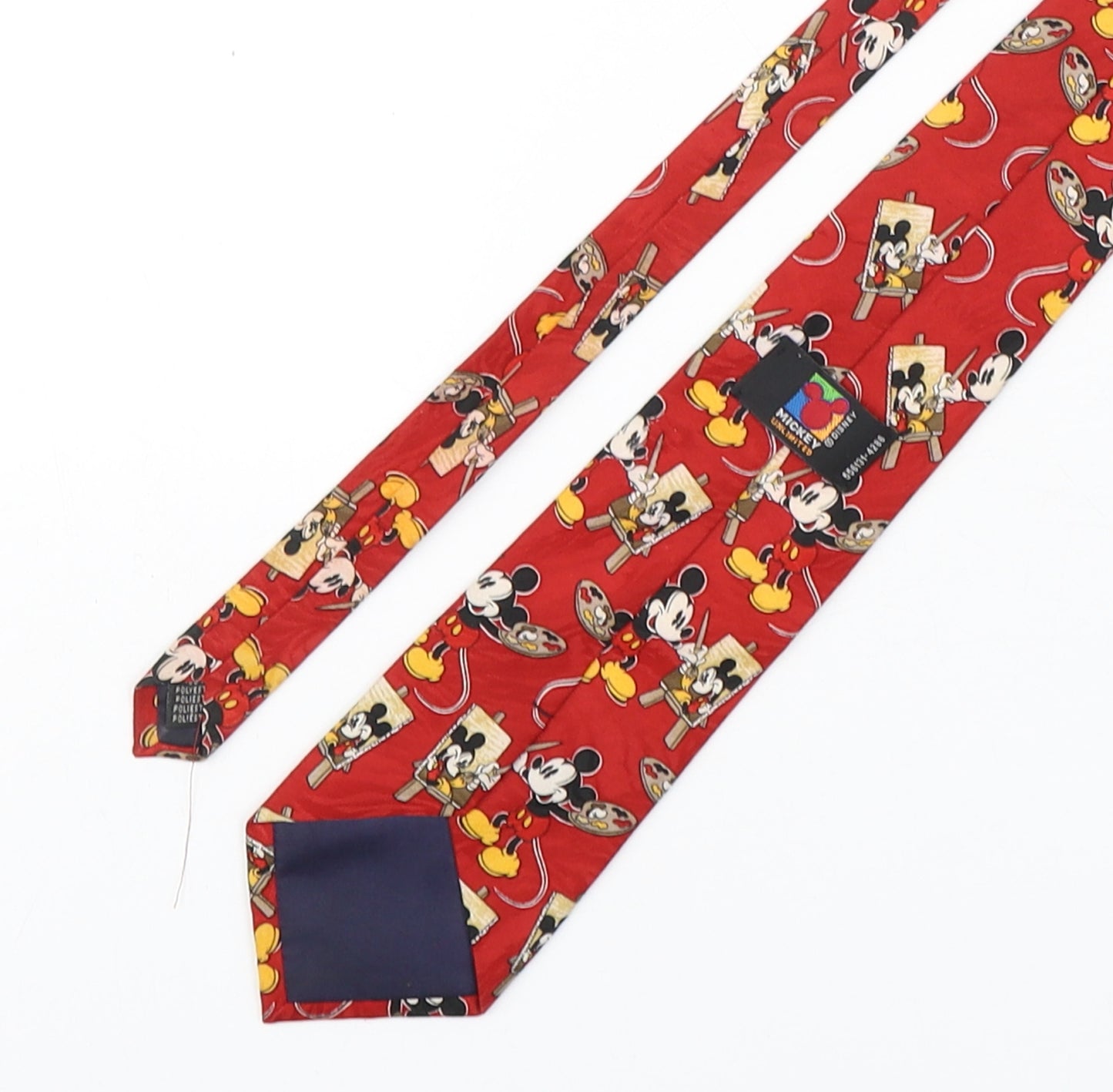 Mickey Unlimited Mens Red Geometric Polyester Pointed Tie One Size