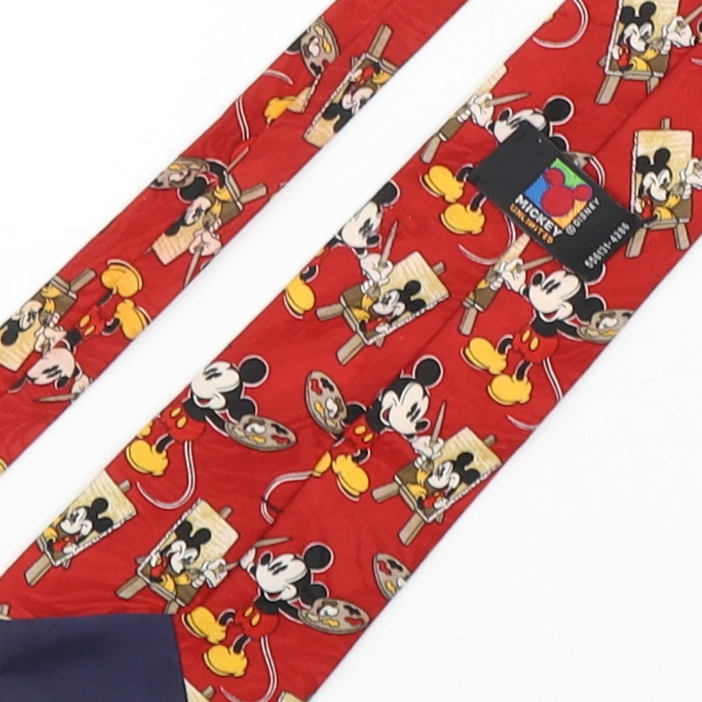 Mickey Unlimited Mens Red Geometric Polyester Pointed Tie One Size