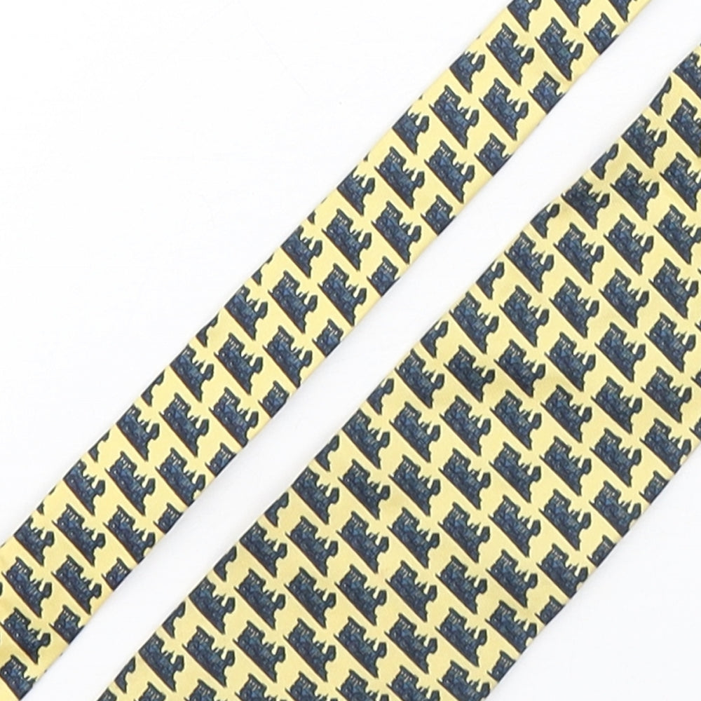 Ferrell Reed  Mens Multicoloured Geometric Silk Pointed Tie One Size - Train Print