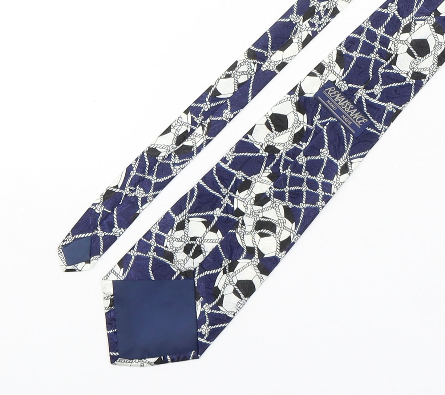 Renaissance Mens Multicoloured Geometric Silk Pointed Tie One Size - Football