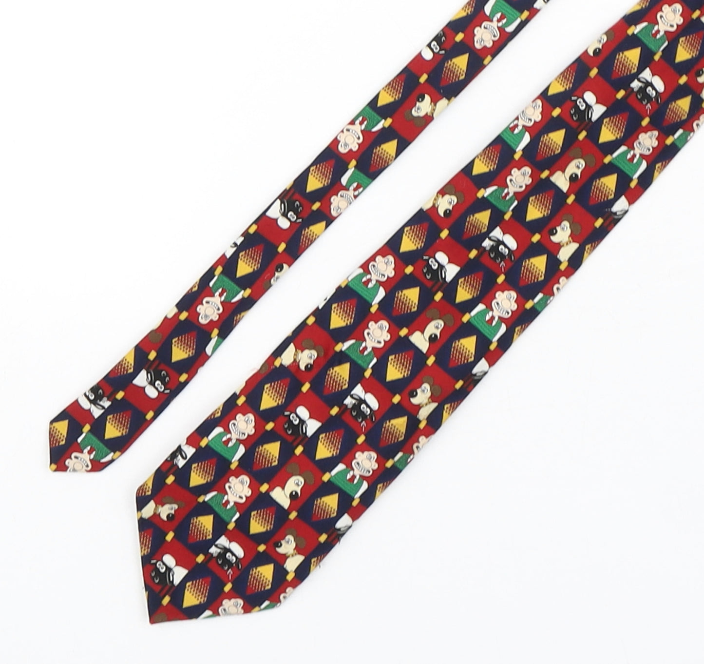 Marks and Spencer Mens Multicoloured Geometric Polyester Pointed Tie One Size - Wallace And Gromit