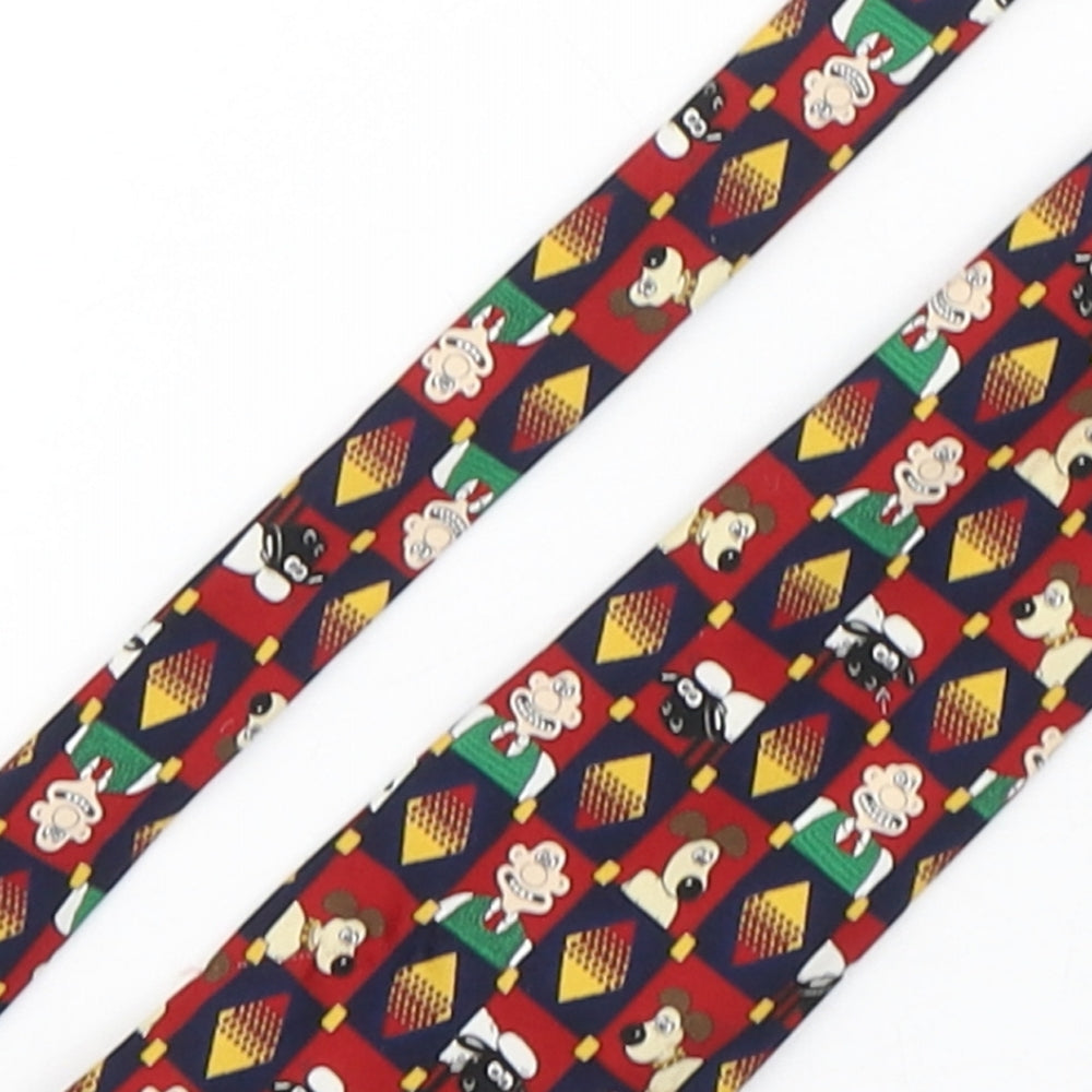 Marks and Spencer Mens Multicoloured Geometric Polyester Pointed Tie One Size - Wallace And Gromit