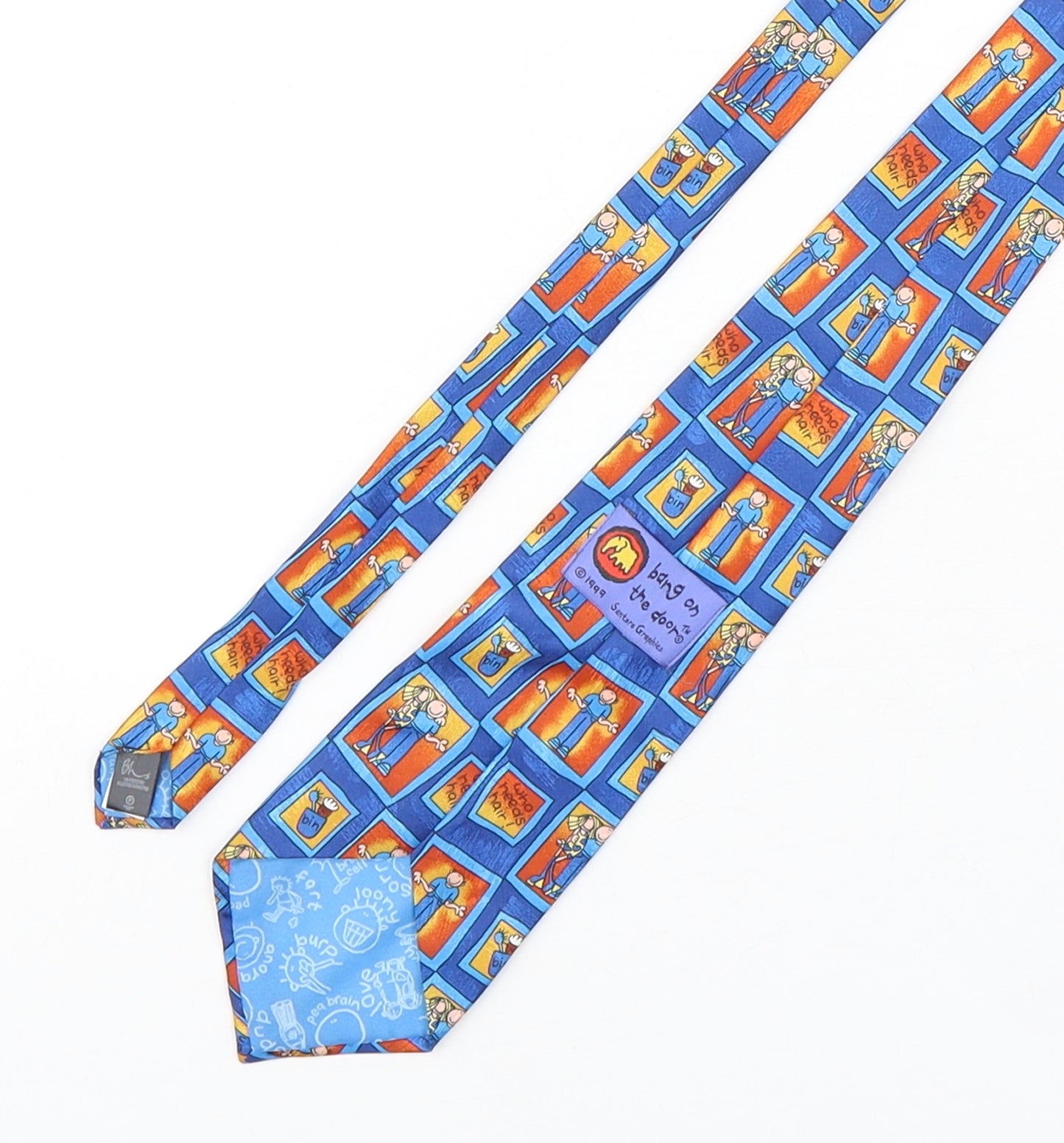 BHS Mens Multicoloured Geometric Polyester Pointed Tie One Size - Bang on the Door Groovy Chick