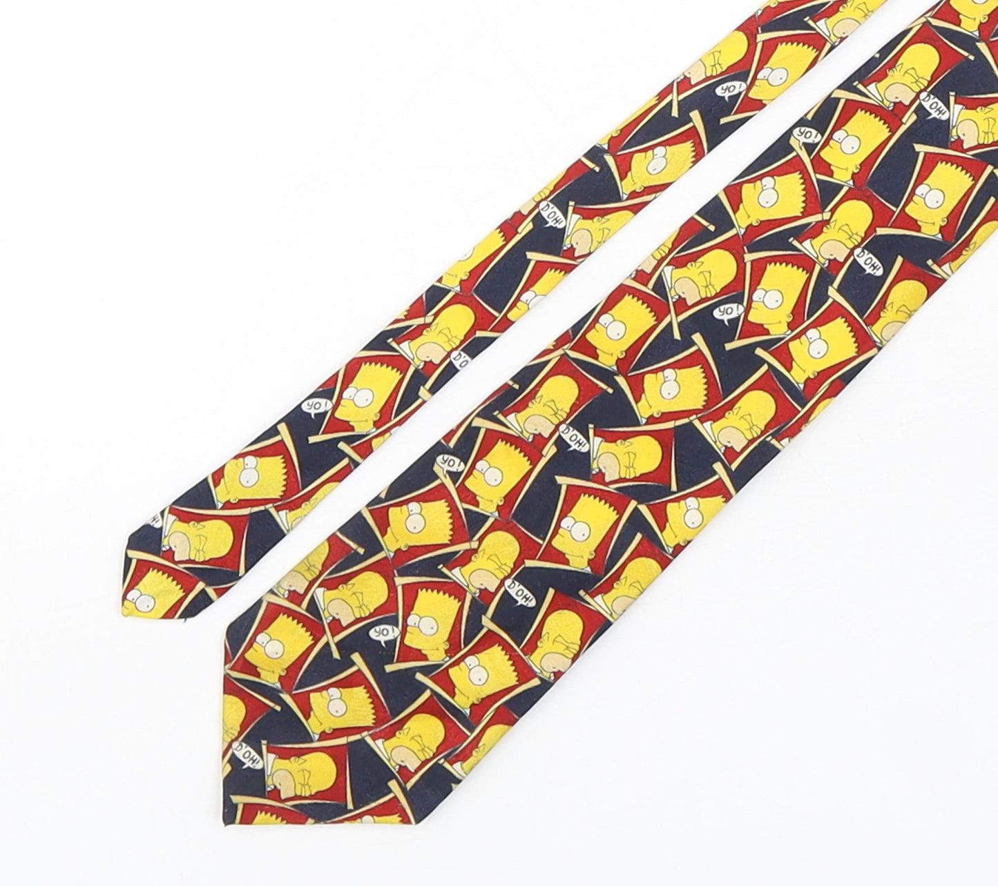Marks and Spencer Mens Multicoloured Geometric Polyester Pointed Tie One Size - The Simpsons